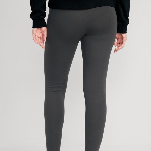 High-Waisted Fleece-Lined Leggings Charcoal - Picture 3 of 10